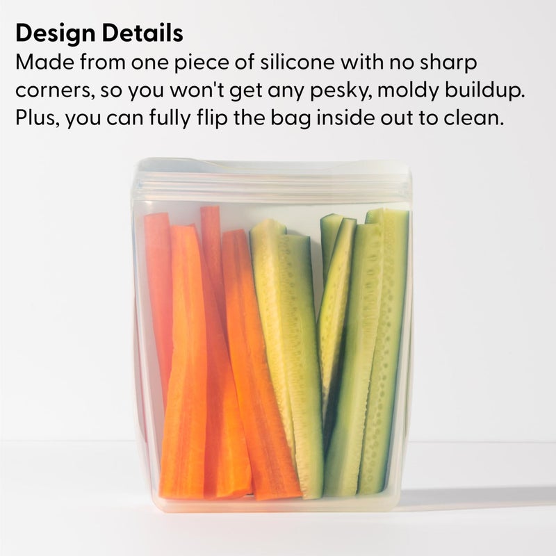 WP W&P Porter Silicone Reusable Storage Bag, Sandwich (50oz Stand-Up), Cream, Food Storage Container, Microwave and Dishwasher Safe, Easy Cleaning - Image 4